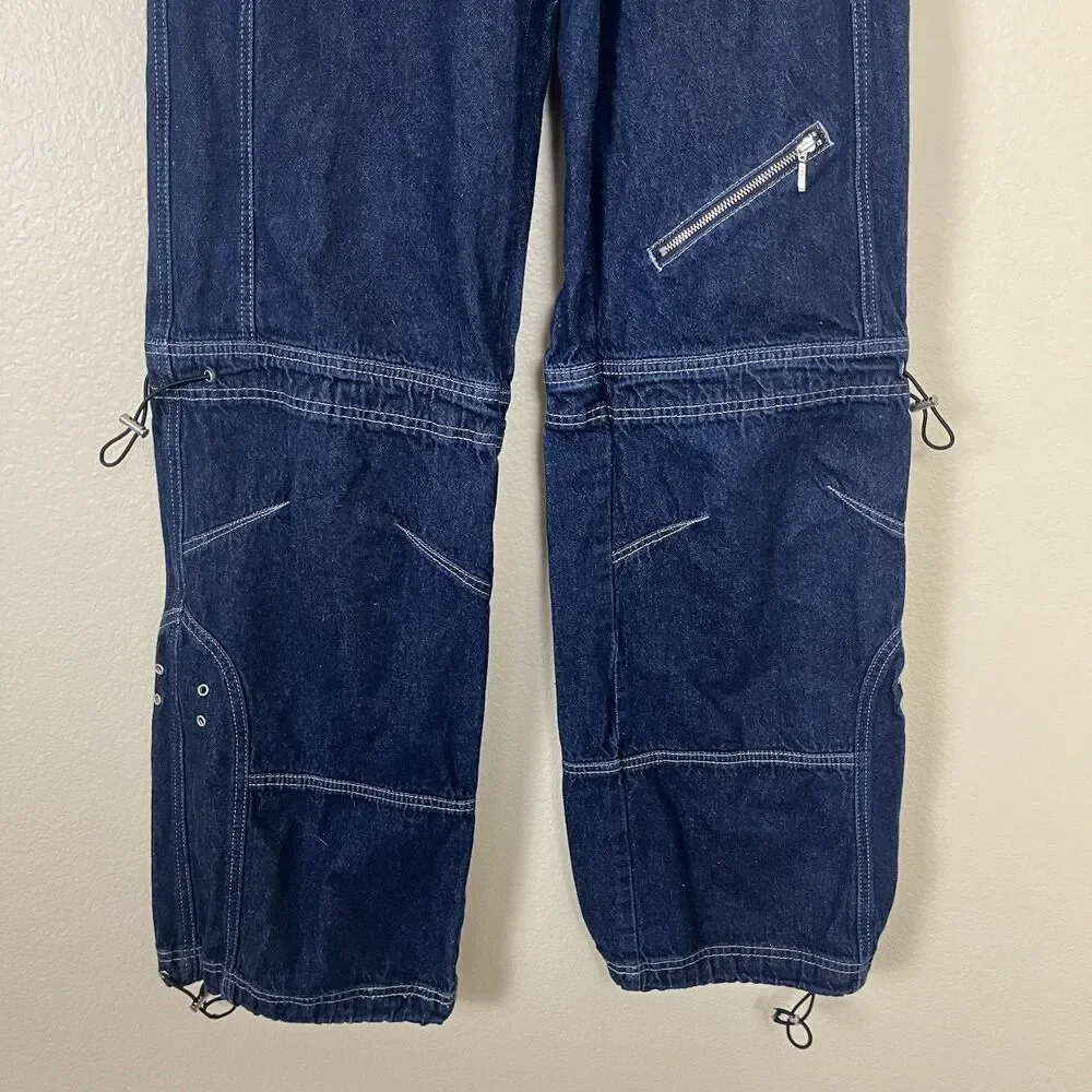 Silence + Noise Women Size 25 Cargo Baggy Jeans Straight Leg Pant Y2K Gorpcore